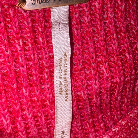 Free People Vibrant Alana pullover Red /pink Crew Neck Sweater like new - Picture 4 of 9